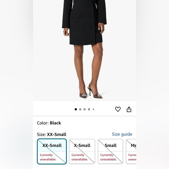 The Drop Black Double-Breasted Blazer Mini Dress, Satin Lapel, Size: XS - Picture 7 of 7